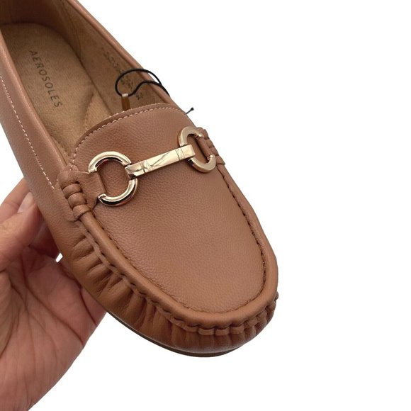 Aerosoles Womens Loafers Size 7.5-9 Wide Cognac Vegan Leather Cushioned Shoes - Picture 6 of 15